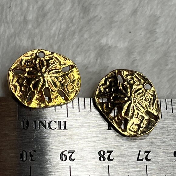 Gold-Tone Sand Dollar Earrings - Picture 4 of 5